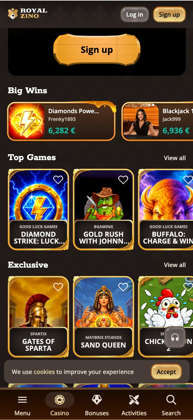 Royalzino Casino -sovellus